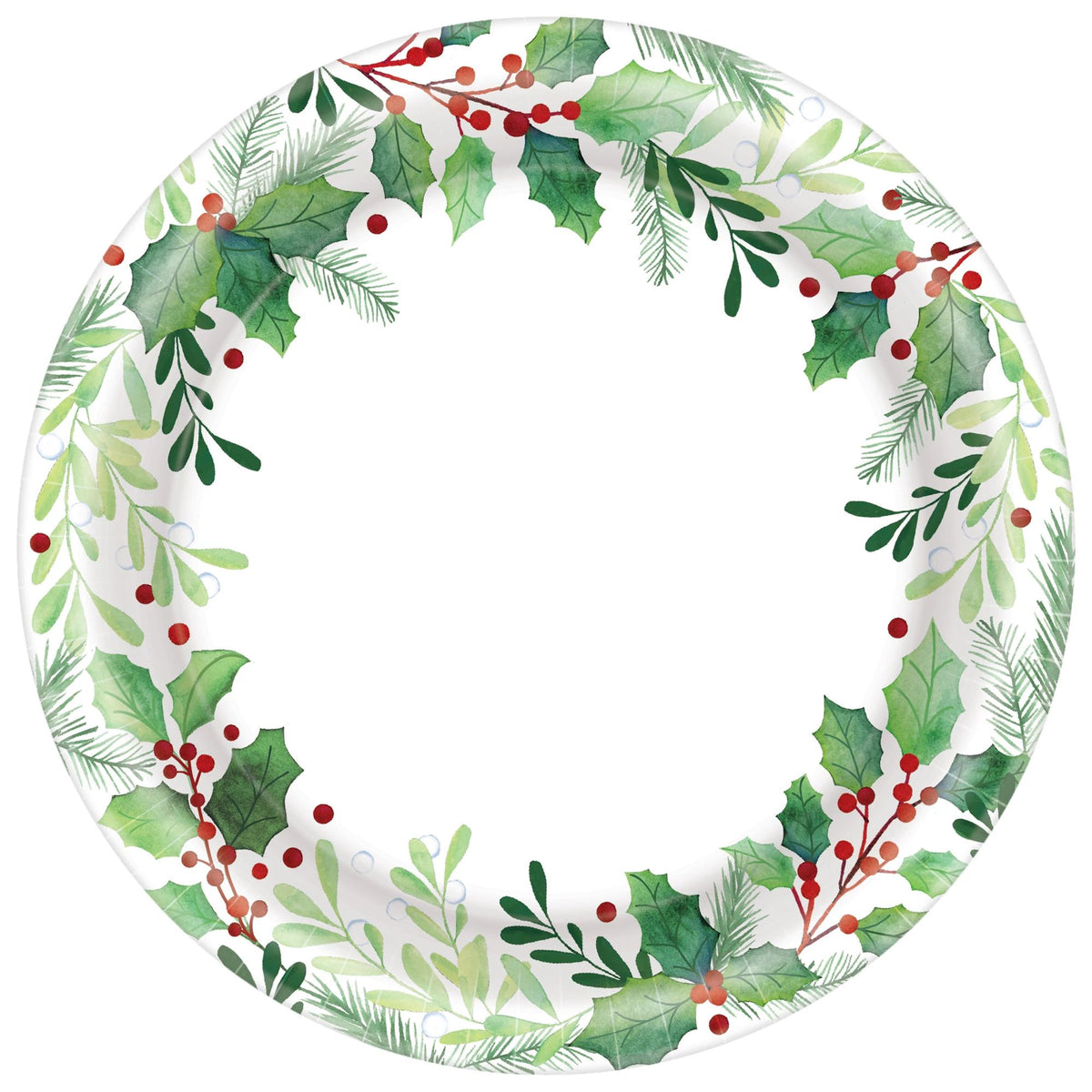 Traditional Holly Round Plates, 6 3/4