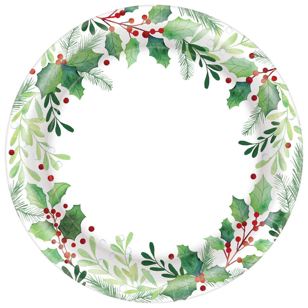 Traditional Holly Round Plates, 8 1/2&quot;