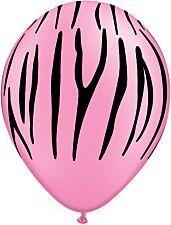 Zebra Stripes Pink Latex Balloon 1ct, 11" 