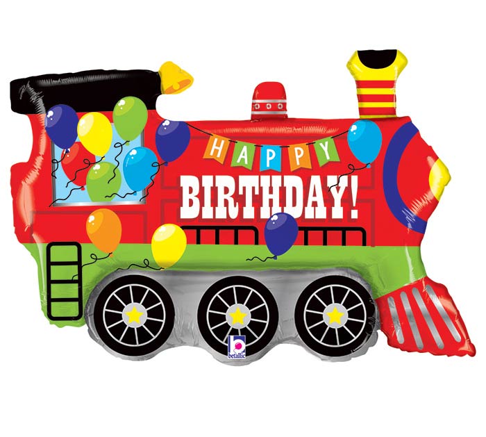 105 37" BIRTHDAY PARTY TRAIN SHAPE FOIL BALLOON