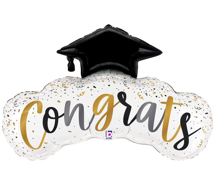 36&quot; GRAD SATIN CONGRATS CONFETTI FOIL BALLOON