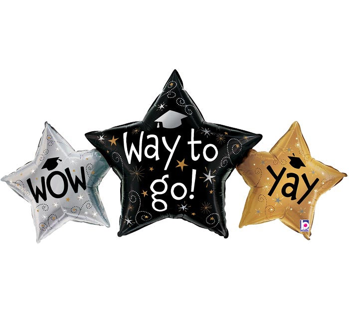 43" WAY TO GO GRAD STARS SHAPE FOIL BALLOON