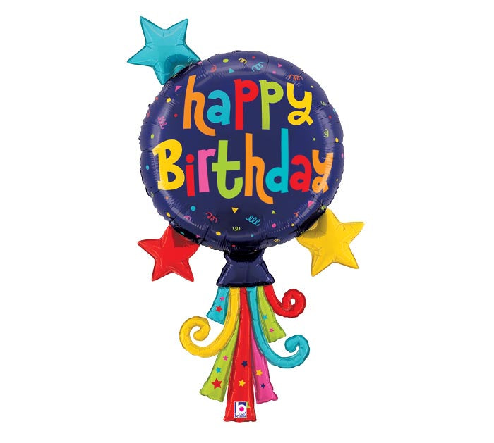 407 34" BRIGHT BIRTHDAY BLOCKS STAR SHAPE FOIL BALLOON