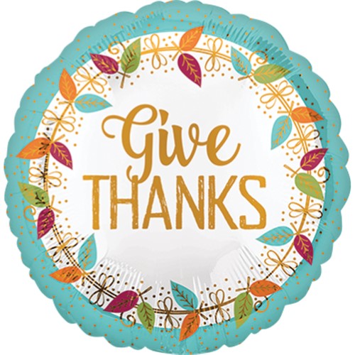 G008- 18&quot; Give Thanks! Mint Green Mylar Balloon