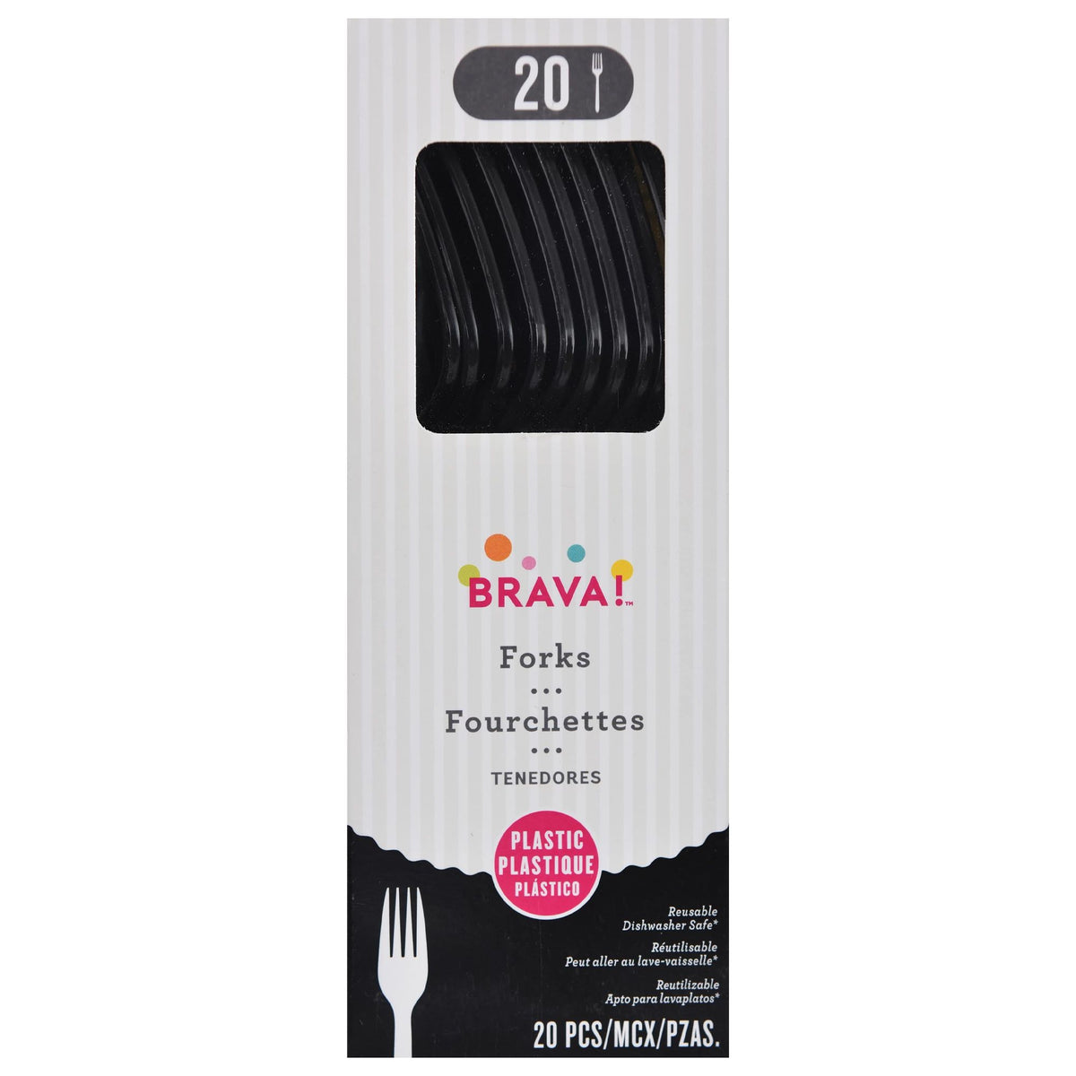 Reusable Plastic Forks, Mid Ct. - Jet Black