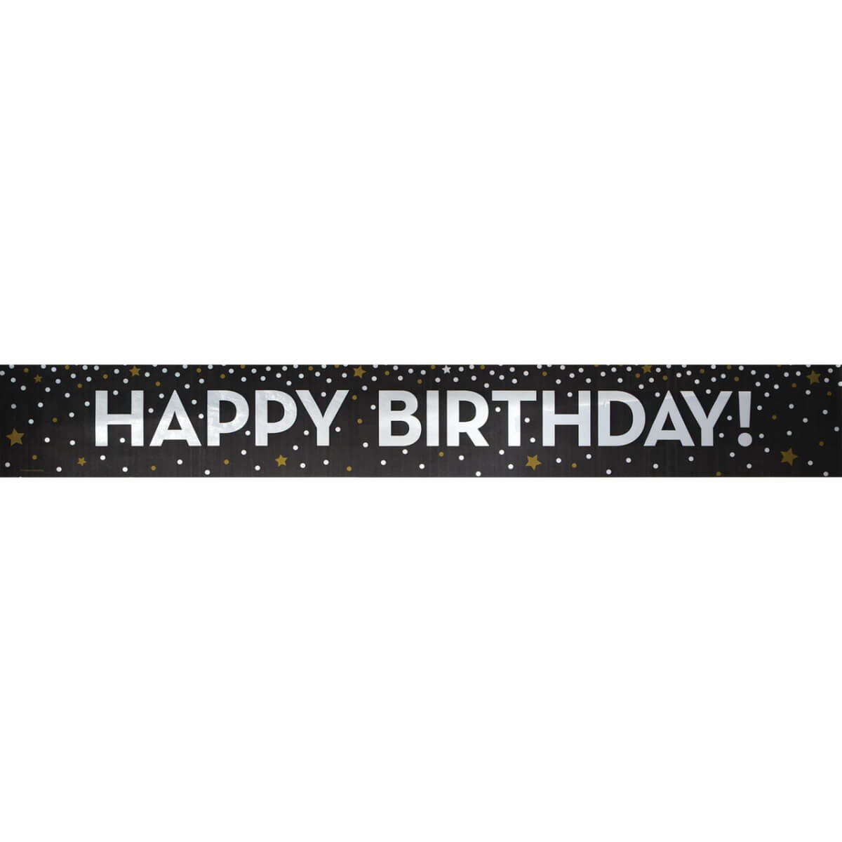 Happy Birthday Foil Banner Black &amp; Silver