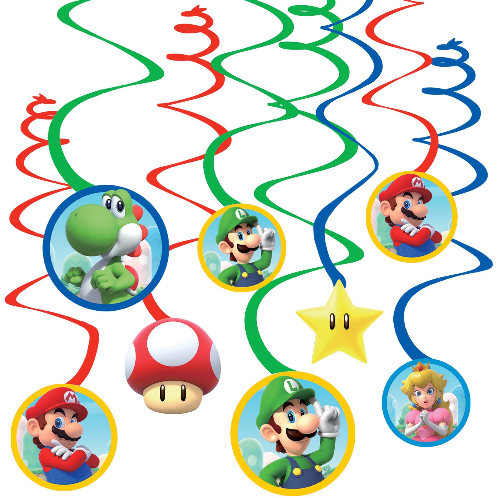 Super Mario Brothers™ Value Pack Foil Swirl Decorations