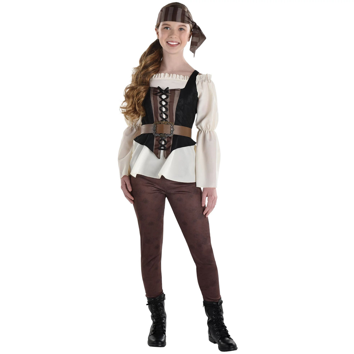 Shipwrecked - Pirate - Brown/Cream - Costume - Child - XL 14-16