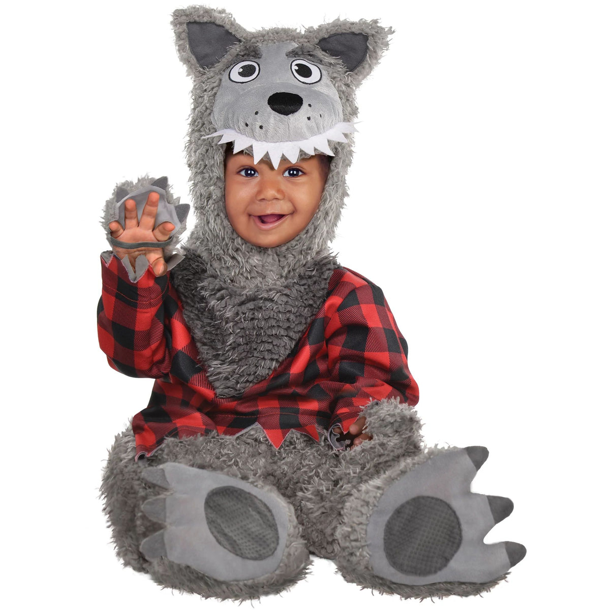 Wolf Costume for Babies - Baby Costume Includes Jumpsuit, Hood, &amp; Booties - Costumes for Halloween, Birthday Parties, &amp; Themed Events Gray