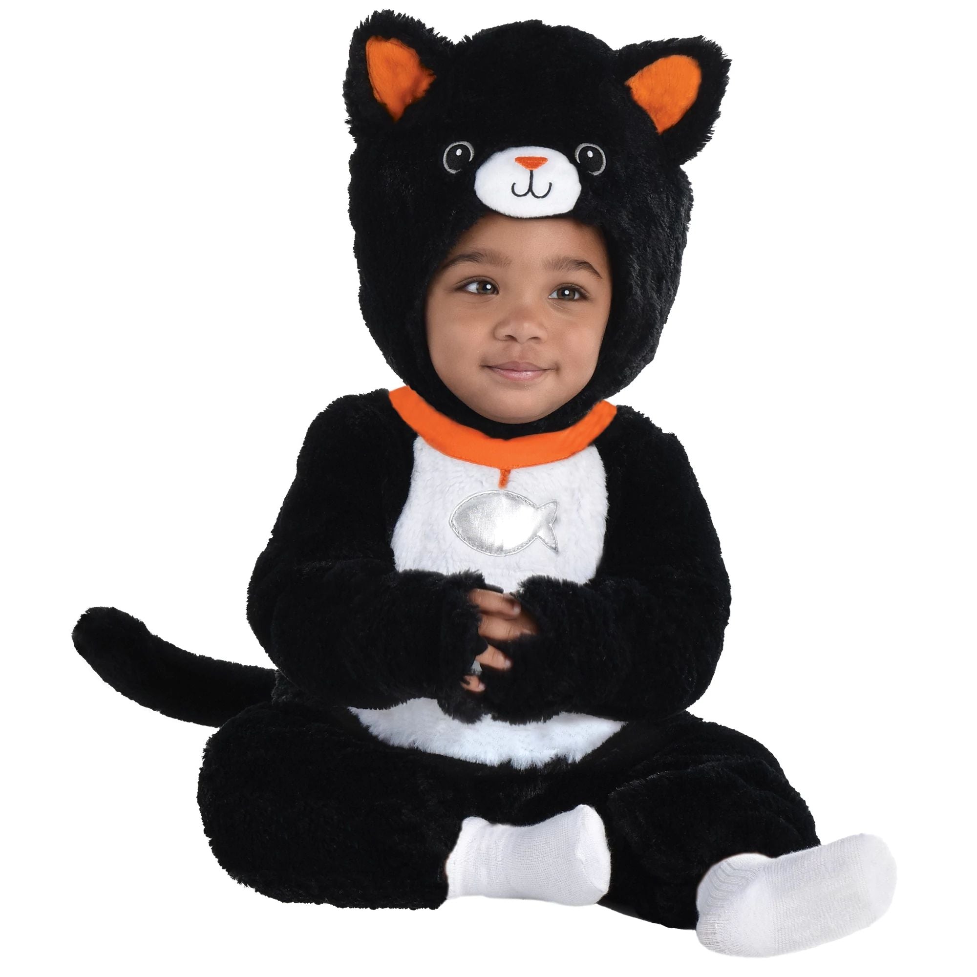 Black Polyester Baby Cat Jumpsuit with Hood Set - (18-24 Months) - Ideal for Halloween & Costume Parties