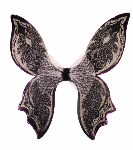 Sparkling Glitter Fairy Wings, Silver & Black