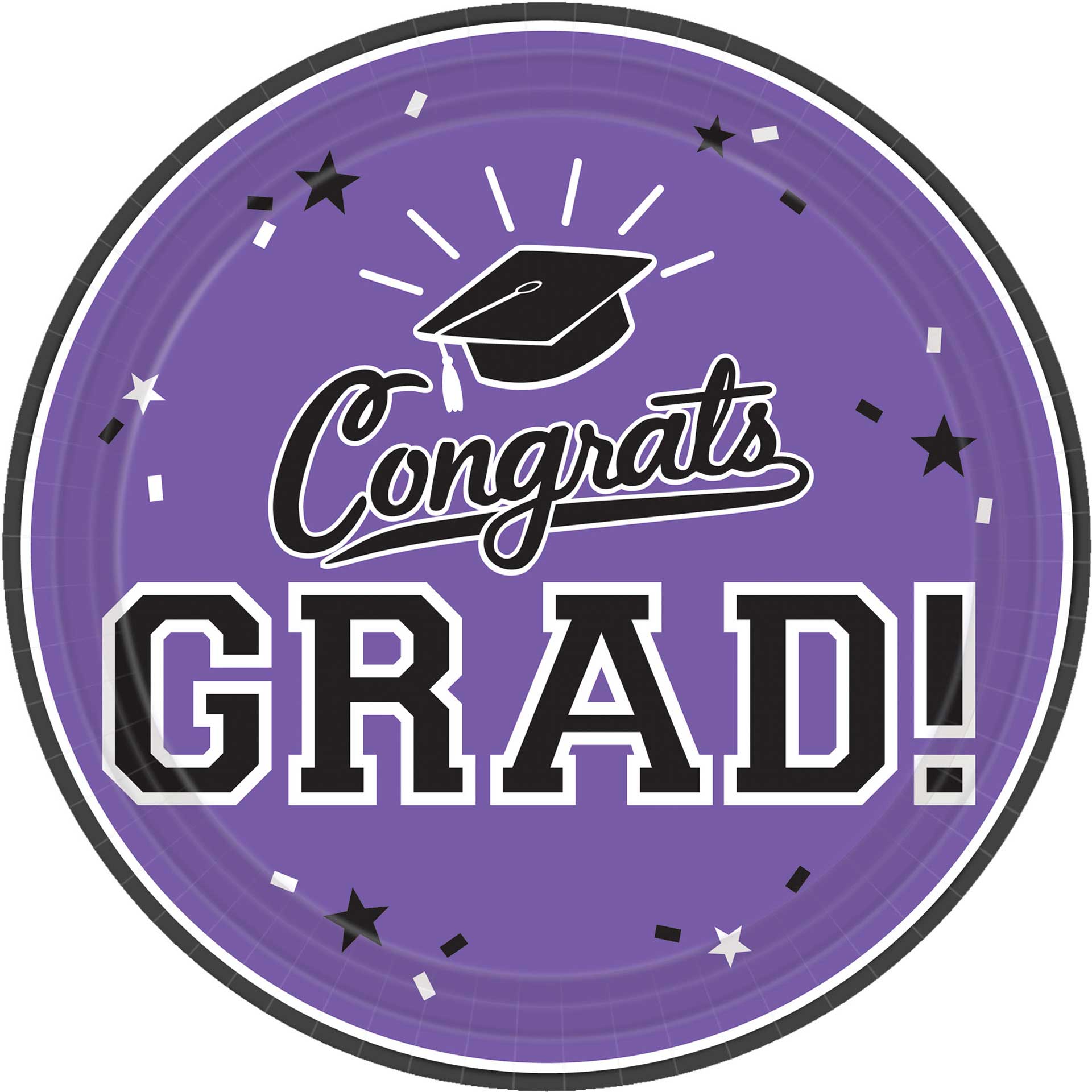 Congrats Grad Purple 7" Cake Plates 18ct