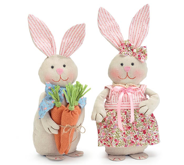 BUNNY COUPLE WITH CARROTS AND FLORALS