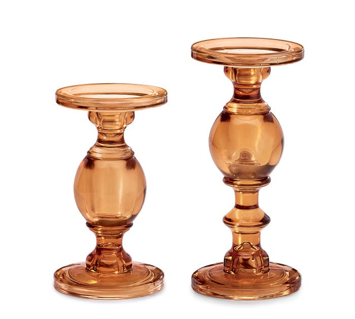 AMBER GLASS CANDLEHOLDER