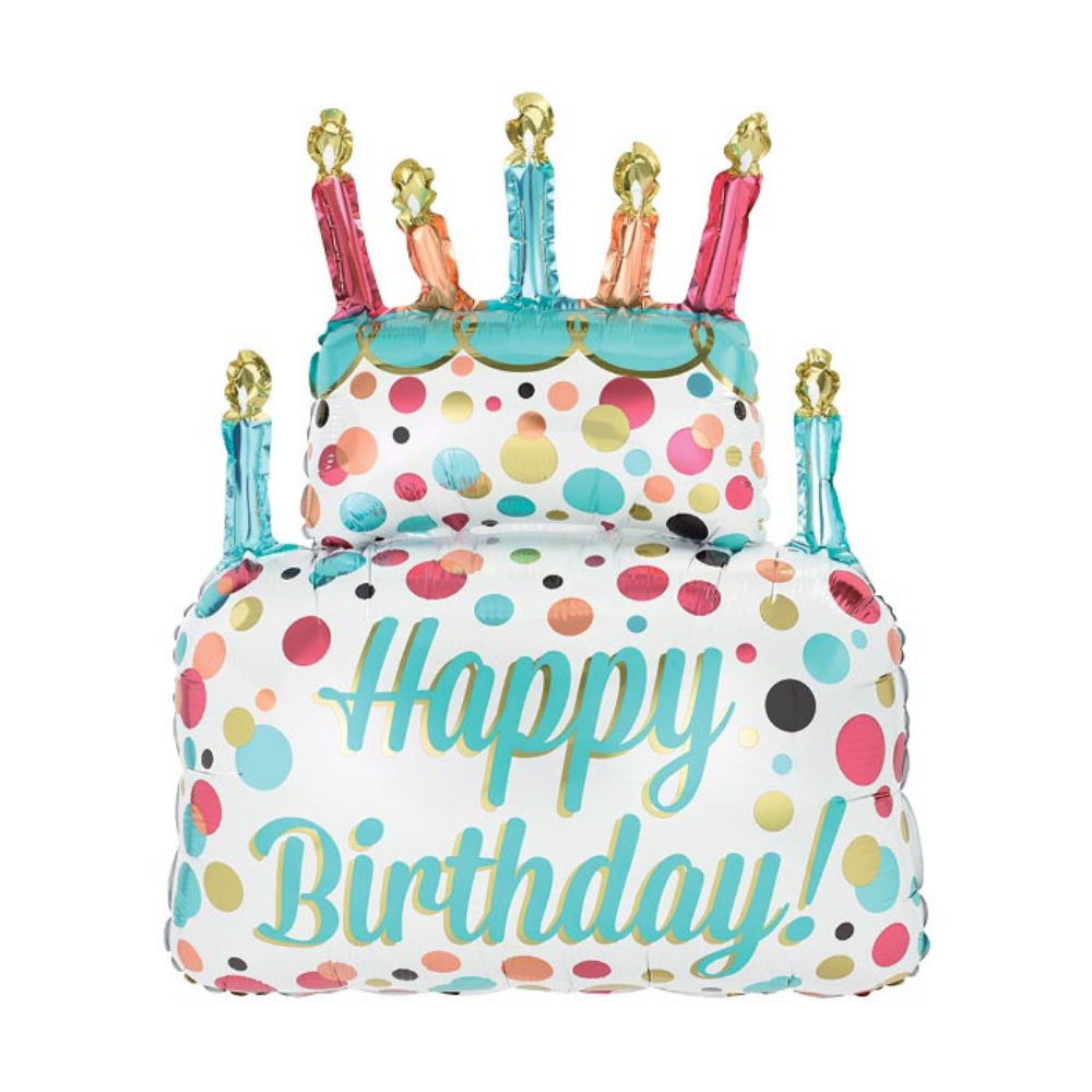 36"PKG HBD TRENDY BIRTHDAY CAKE SHAPE