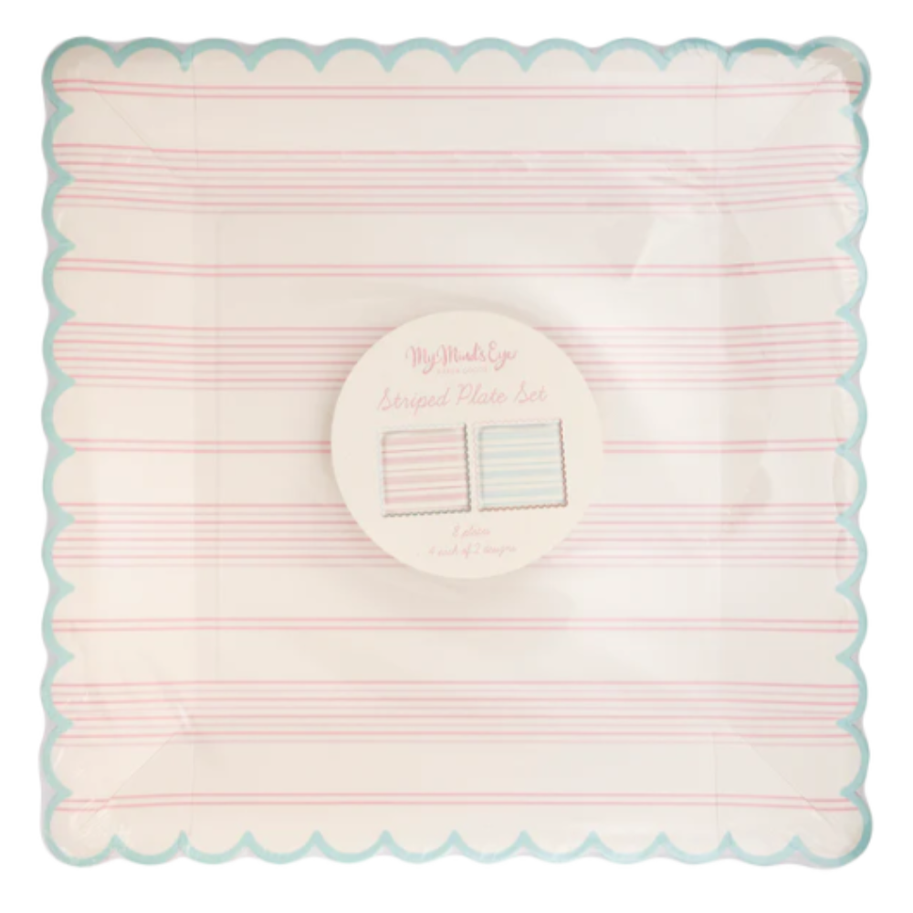 Pastel Striped Paper Plate Set