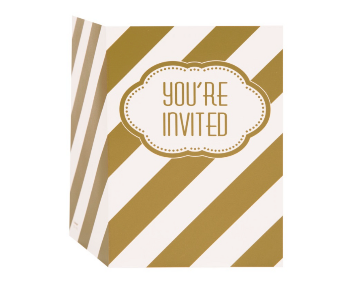 Golden Birthday Invitations  8ct