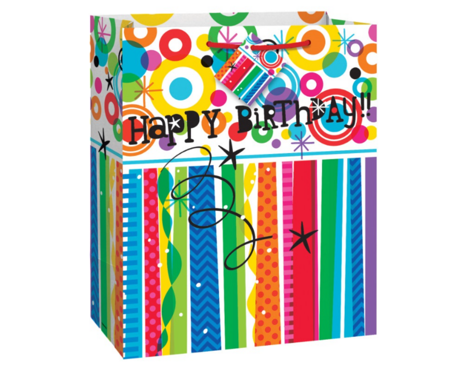 Mod Rainbow Happy Birthday Large Gift Bag