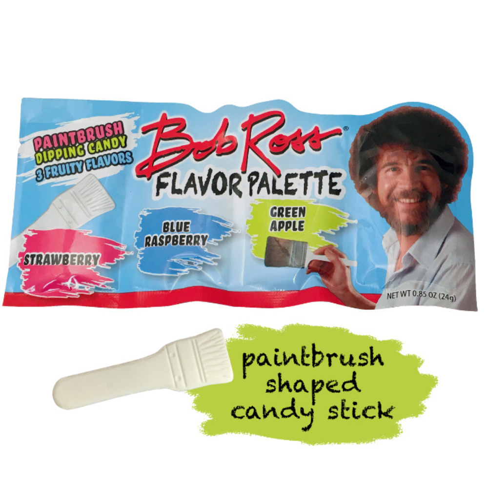 BOB ROSS FLAVOR PALETTE PAINTBRUSH DIPPING CANDY IN DISPLAY
