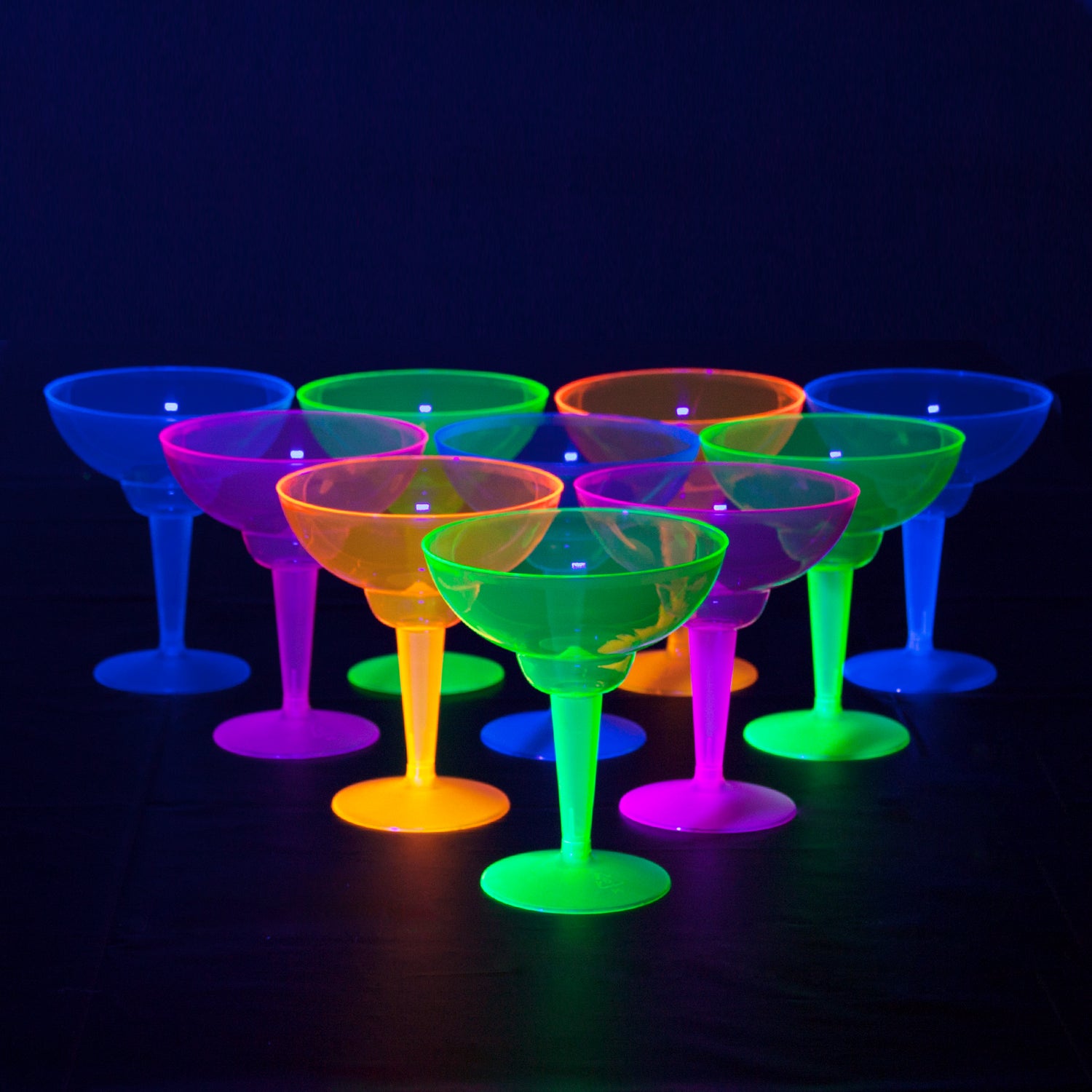 ASSORTED NEON 2PC. MARGARITA GLASSES – 12 OZ. 12 CT.