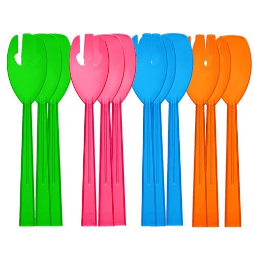 9.5″ SERVING FORKS &amp; SPOONS ASSORTED NEON 12 CT.