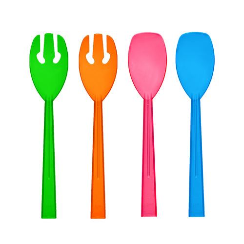 9.5″ SERVING FORKS & SPOONS ASSORTED NEON 4 CT.