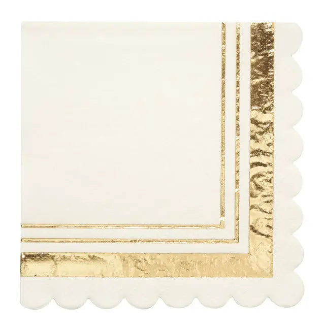 Cocktail Napkin Gold &amp; White