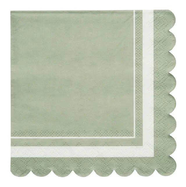 Cocktail Napkin Scalloped Edge Sage