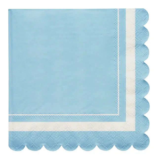 Cocktail Napkin Scalloped Edge Sky Blue