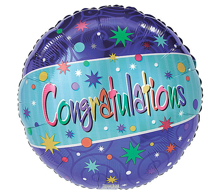 D014 17" CONGRATULATIONS STARBURTS FOIL BALLOON