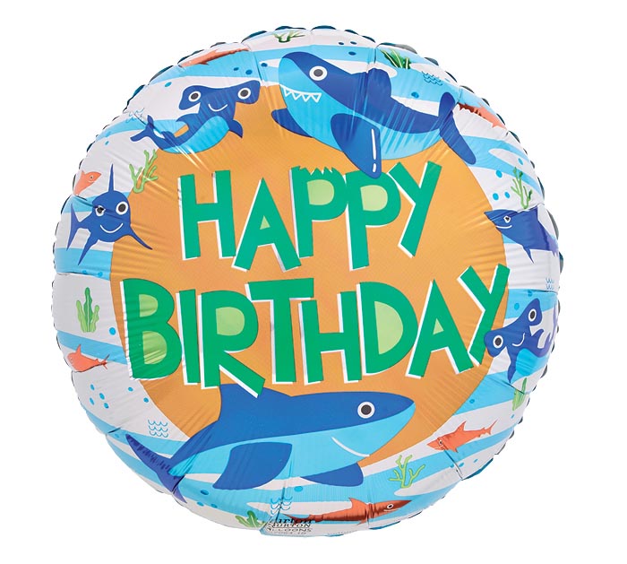 277 17&quot; BIRTHDAY SHARKS FOIL BALLOON