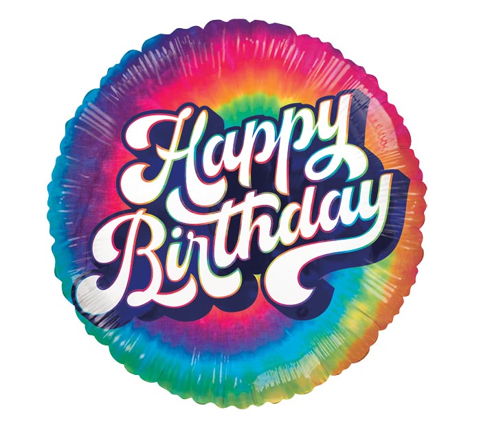 395 17&quot; GROOVY HAPPY BIRTHDAY TIE-DYE FOIL BALLOON