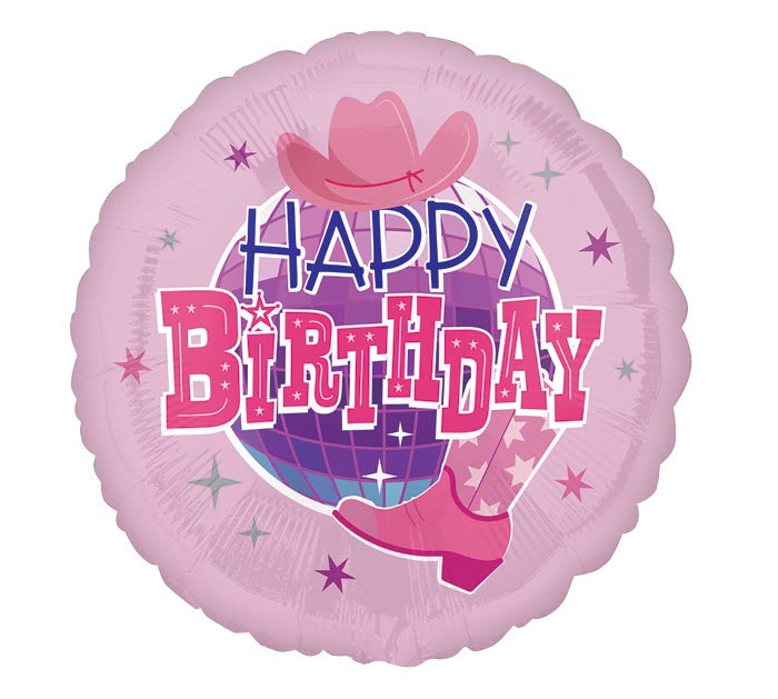 295A 17&quot; DISCO COWGIRL HAPPY BIRTHDAY FOIL BALLOON