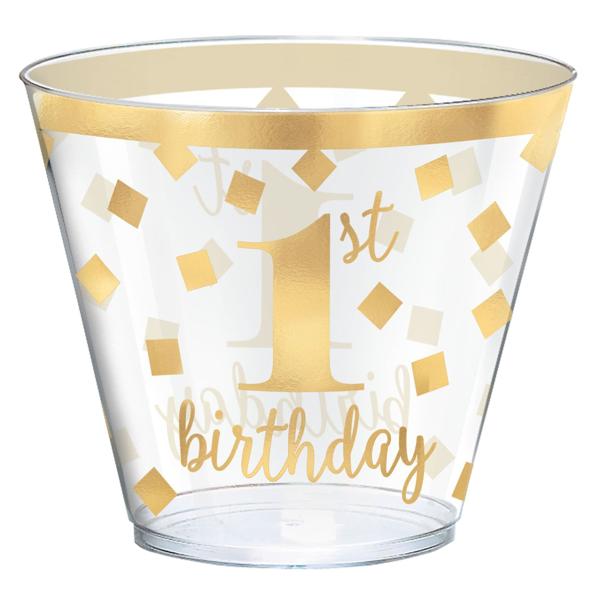 Amscan 1st Birthday Gold Hot Stamped Tumblers, 9 oz.