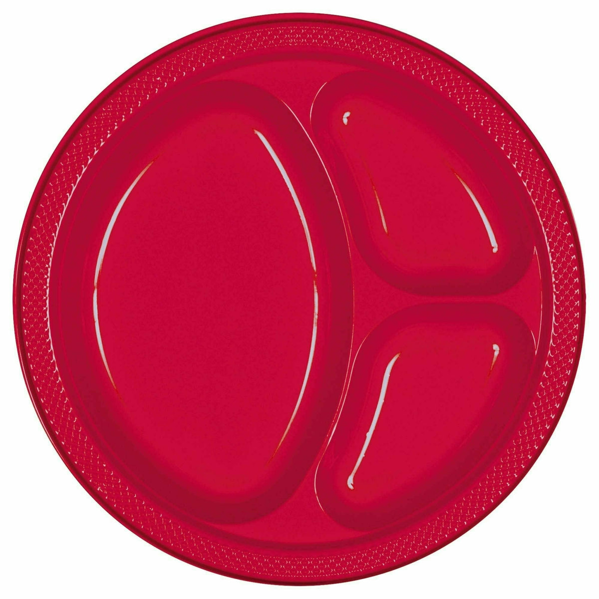 Amscan Apple Red Divided Plastic Plates, 10 1/4&quot;