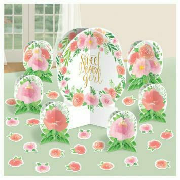 Amscan BABY SHOWER Floral Baby Table Decorating Kit 27pc