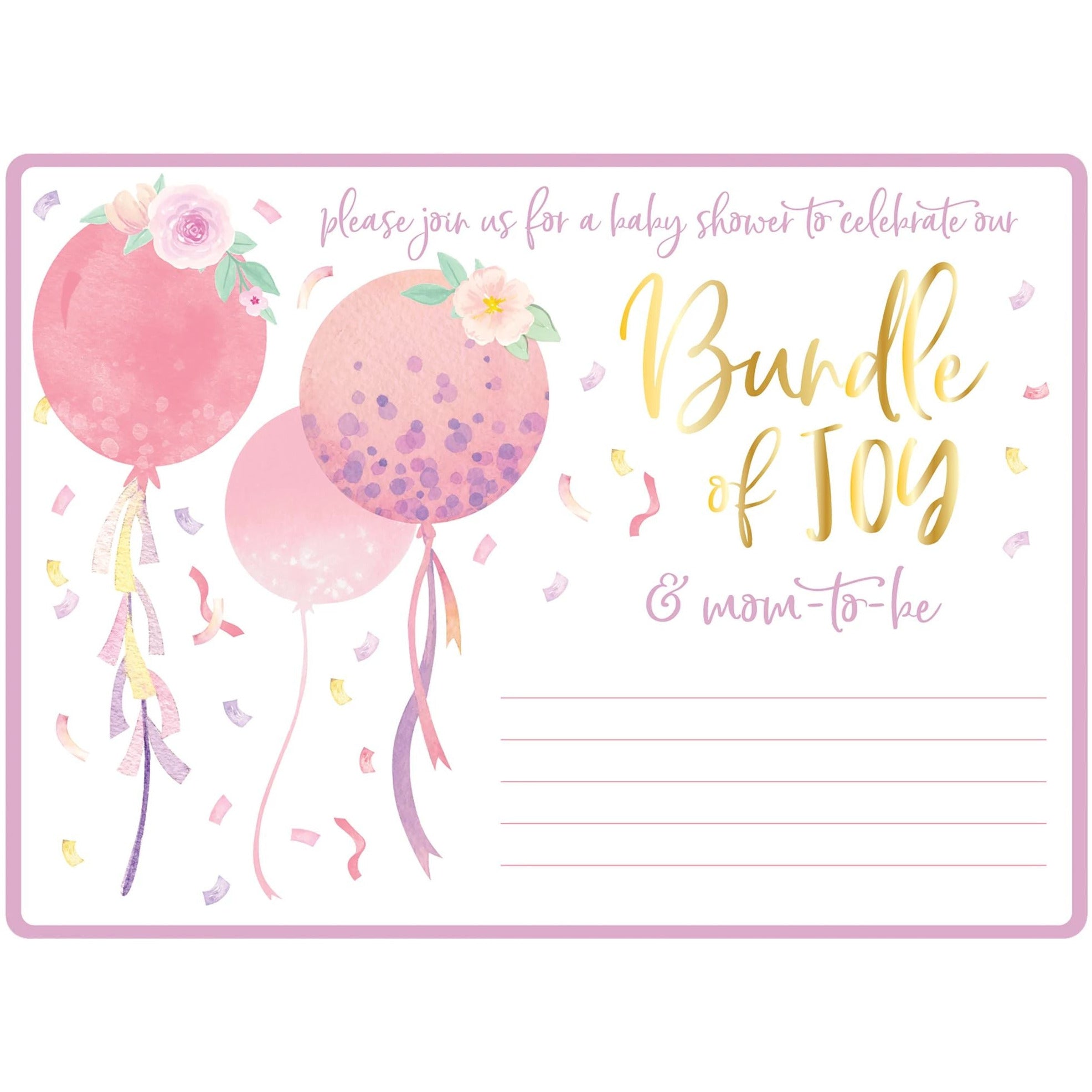 It's A Girl Jumbo Deluxe Invitations