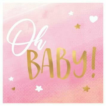 Amscan BABY SHOWER OH BABY GIRL Beverage Napkins