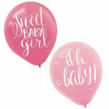 Amscan BABY SHOWER SWEET BABY GIRL 15 BALLOONS