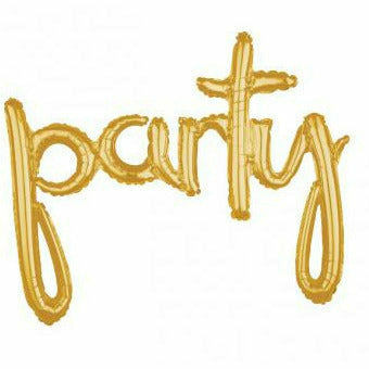 Amscan BALLOONS 296 Foil Balloon Script Phrase &quot;Party&quot; Gold Home