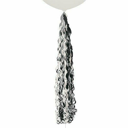 Amscan BALLOONS 949 Black &amp; White Fringe Balloon Tail