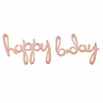 Amscan BALLOONS Balloon Script Phrase &quot;Happy Bday&quot; - Rose Gold