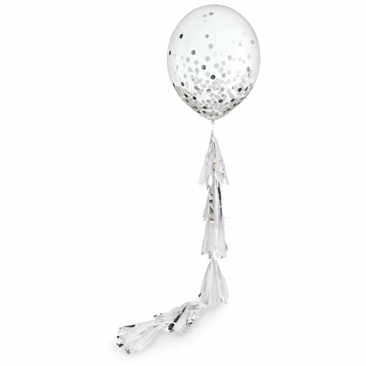 Amscan BALLOONS Confetti Balloon w/ Platinum Tassel Tail