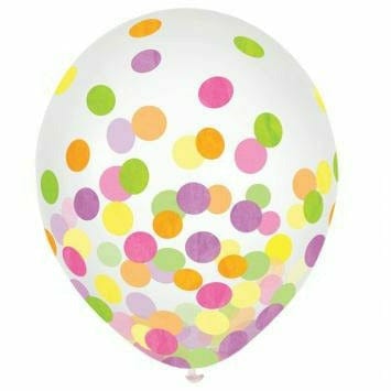 Amscan BALLOONS Latex Balloons w/ Confetti, 12" - Neon