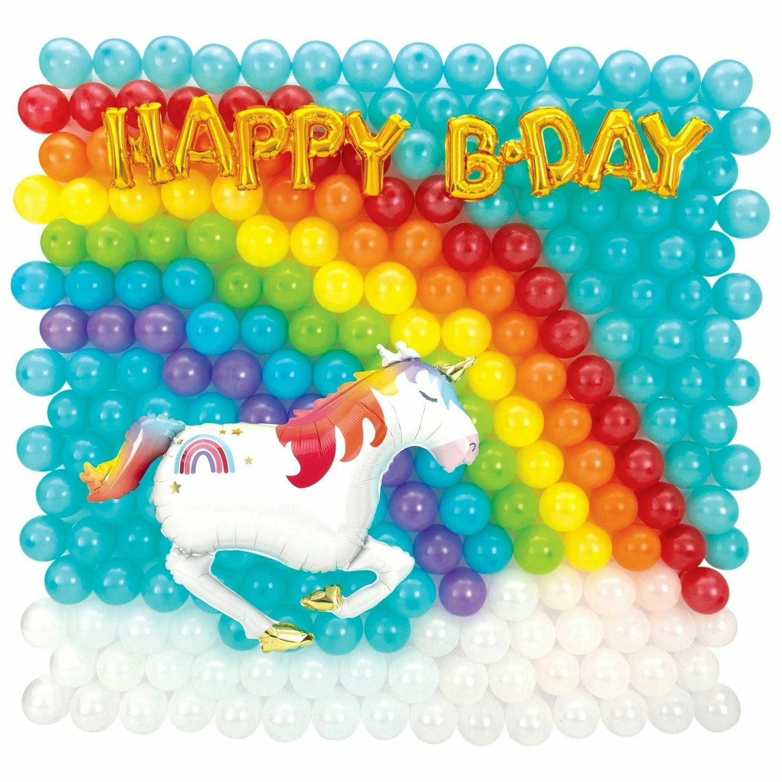 Amscan BALLOONS Unicorn Latex & Foil Balloon Back Drop Kit, Air-Filled