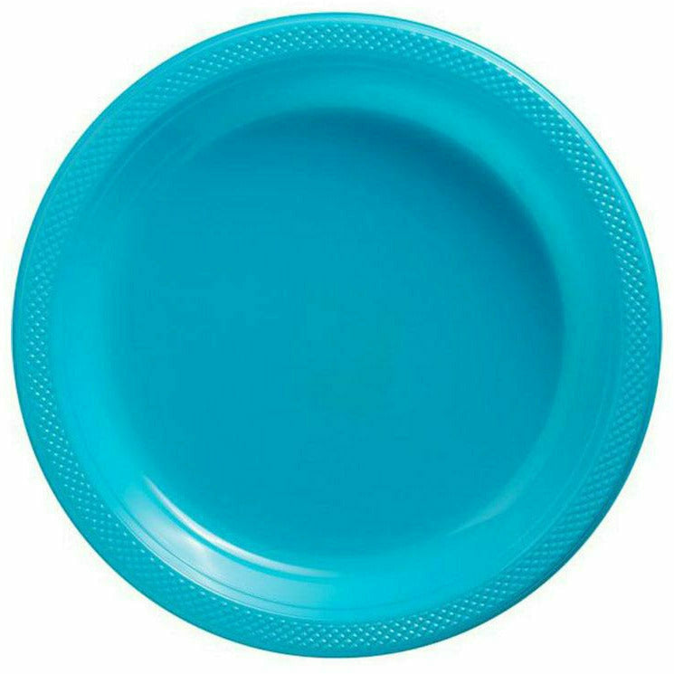 AMSCAN BASIC 9&quot; PLASTIC PLATE 20 CT-CARIBBEAN BLUE