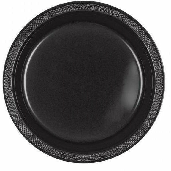 AMSCAN BASIC 9" PLASTIC PLATE 20 CT-JET BLACK