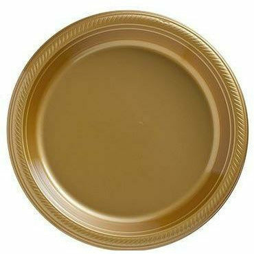 Amscan BASIC Big Party Pack Gold Plastic Dessert Plates 50ct