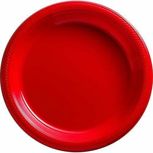 Amscan BASIC Big Party Pack Red Plastic Dinner Plates 50ct