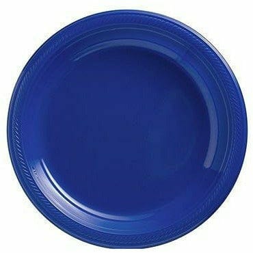 Amscan BASIC Big Party Pack Royal Blue Plastic Dessert Plates 50ct